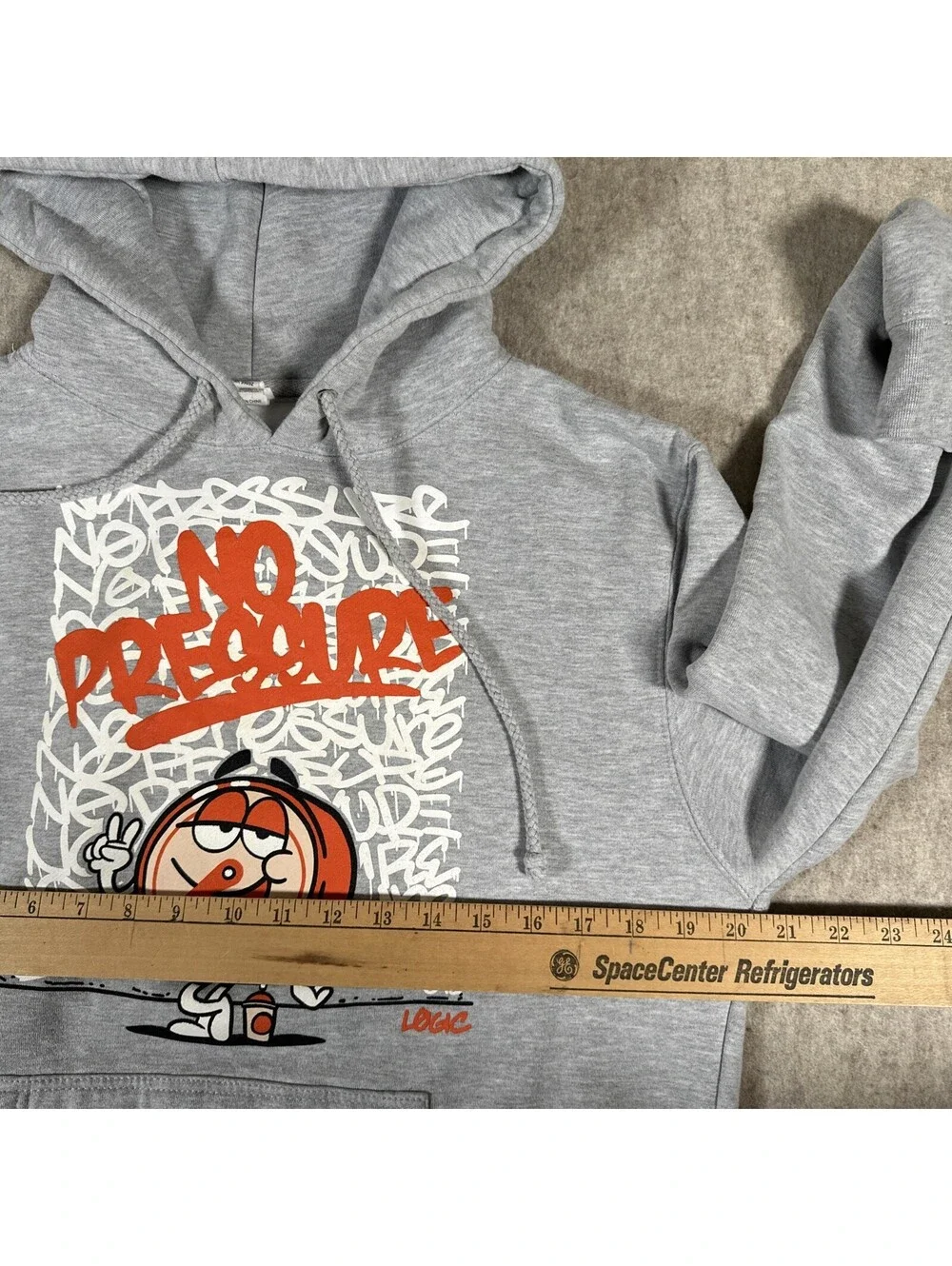 Logic No Pressure Hoodie Adult Small Gray Hip Hop Rap Streetwear Pullover Mens